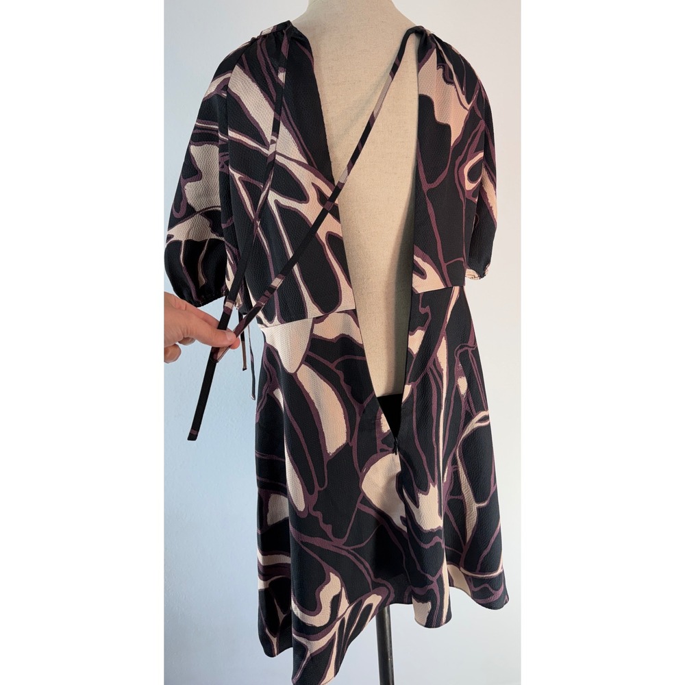 Ted Baker Gilliaa Abstract Print Fit n Flare Mini Dress Puff Sleeves Whimsigoth - Picture 6 of 12